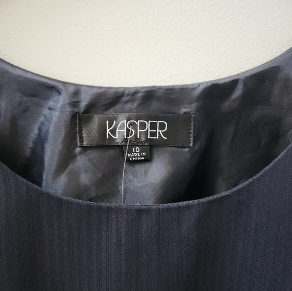 Kasper Black Pinstripe Tank Top Size 10 New With Tags Split Hem Lined - Picture 5 of 9